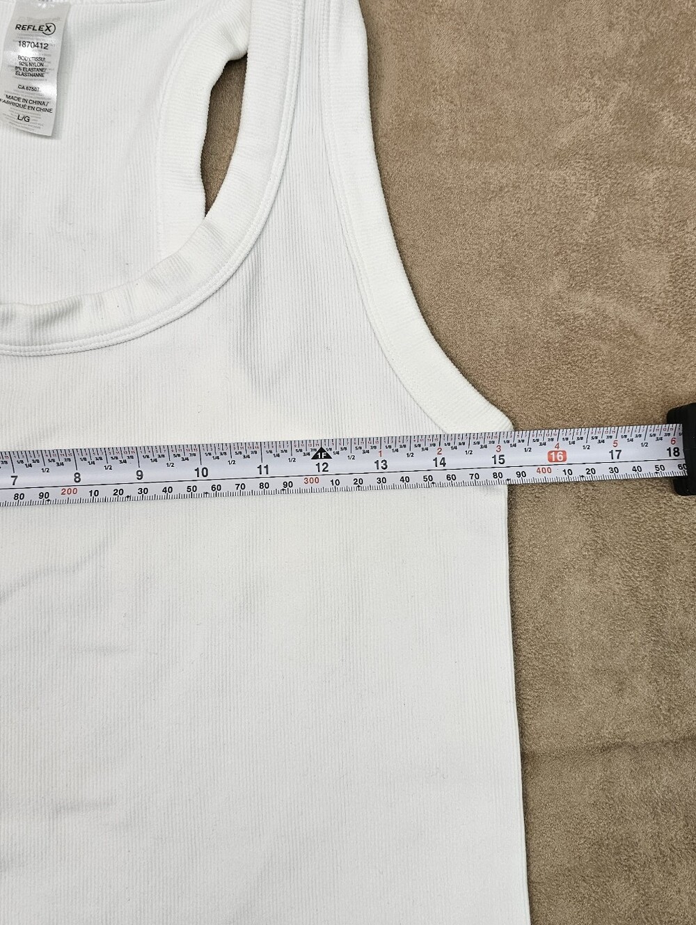 Reflex White 92% Nylon Seamless Ribbed Racerback Tanktop - Picture 4 of 5